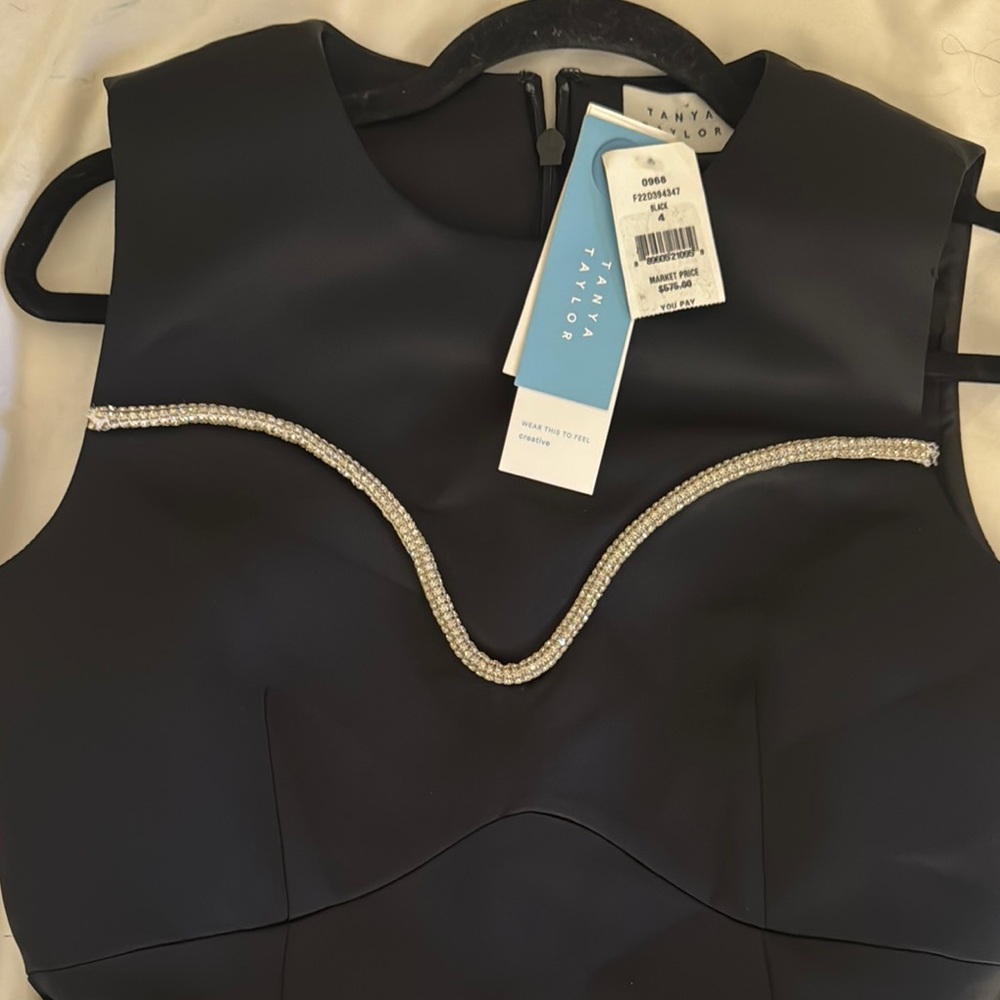 Tanya Taylor Black Dress with Elegant Pearl Accent